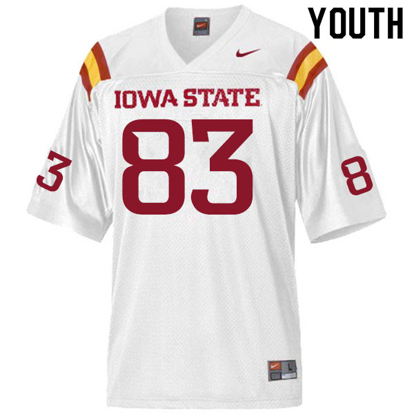 Youth #83 DeShawn Hanika Iowa State Cyclones College Football Jerseys Sale-White - Click Image to Close